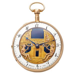 French gold quarter repeating automaton pocket watch Circa 1810