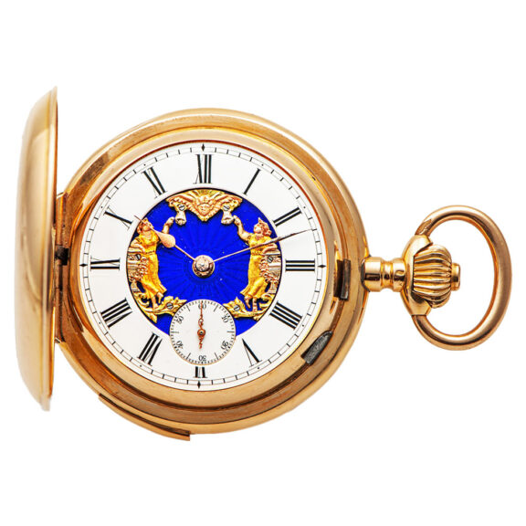 Pink gold quarter repeating automaton watch Circa 1890