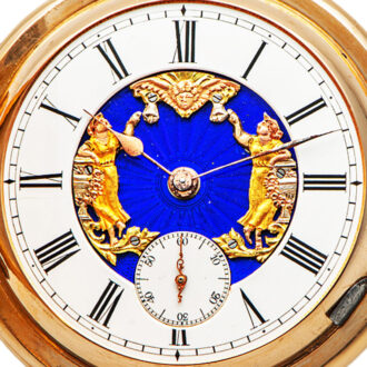 Pink gold quarter repeating automaton watch Circa 1890