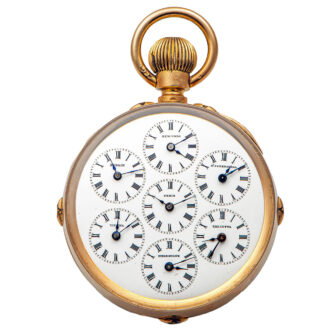 Triple calendar world time watch with double dial Circa 1890