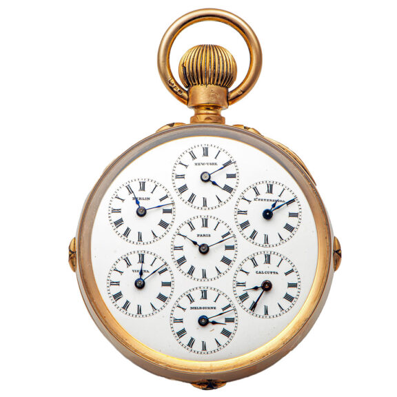 Triple calendar world time watch with double dial Circa 1890 Triple calendar world time watch with double dial Circa 1890