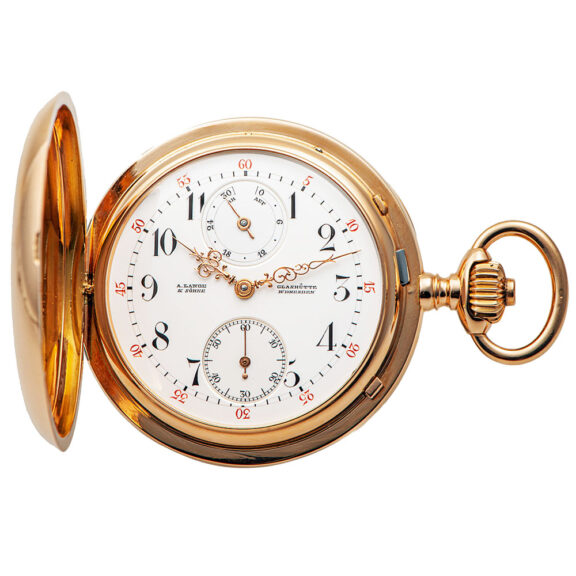German pink gold self-winding full hunter watch Circa 1898
