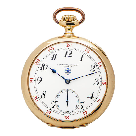 Swiss gold open faced pocket watch with 24-hour dial Circa 1910 Swiss gold open faced pocket watch with 24-hour dial Circa 1910