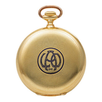 Swiss gold open faced pocket watch with 24-hour dial Circa 1910