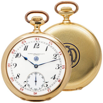 Swiss gold open faced pocket watch with 24-hour dial Circa 1910