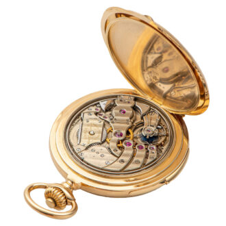 Swiss 18K gold hunting cased repeating lever watch Circa 1910