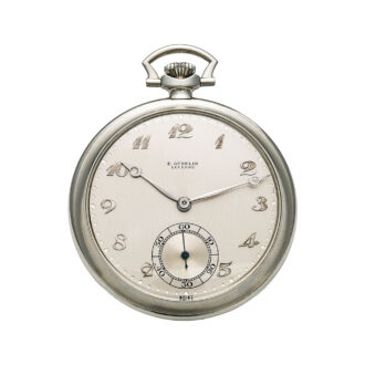 Rare Swiss white gold open faced keyless pocket watch Circa 1918 Rare Swiss white gold open faced keyless pocket watch Circa 1918
