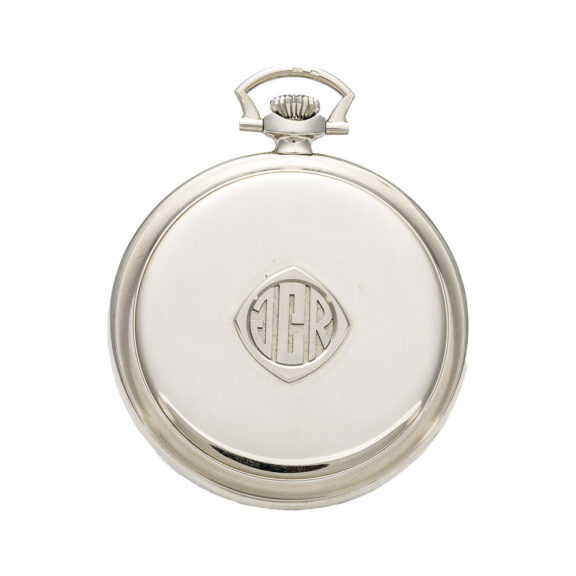 Rare Swiss white gold open faced keyless pocket watch Circa 1918 Rare Swiss white gold open faced keyless pocket watch Circa 1918