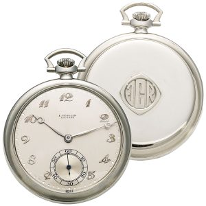 Rare Swiss white gold open faced keyless pocket watch Circa 1918