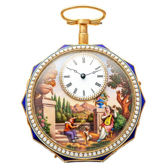 Extremely rare Swiss gold automaton cylinder watch Circa 1815 Extremely rare Swiss gold automaton cylinder watch Circa 1815