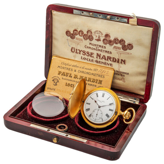 Swiss gold minute repeating full hunter pocket watch Circa 1910
