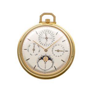 Swiss 18K gold perpetual calendar pocket watch Circa 1967