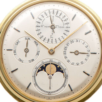 Swiss 18K gold perpetual calendar pocket watch Circa 1967