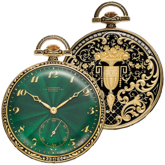 Swiss gold and enamel Art Deco pocket watch Circa 1920