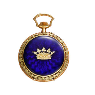 French gold and enamel keyless open faced pocket watch Circa 1890