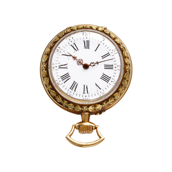 French gold and enamel keyless open faced pocket watch Circa 1890 French gold and enamel keyless open faced pocket watch Circa 1890