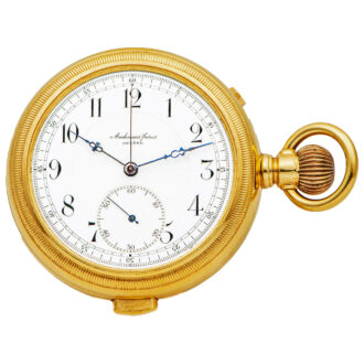 Fine gold Swiss minute repeating pocket chronograph Circa 1890 Fine gold Swiss minute repeating pocket chronograph Circa 1890