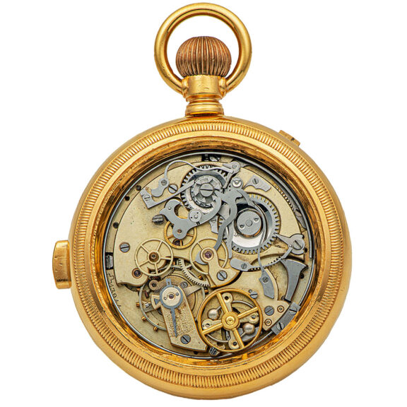 Fine gold Swiss minute repeating pocket chronograph Circa 1890 Fine gold Swiss minute repeating pocket chronograph Circa 1890