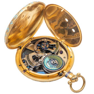 Swiss gilt-silver and painted enamel pocket watch Circa 1870