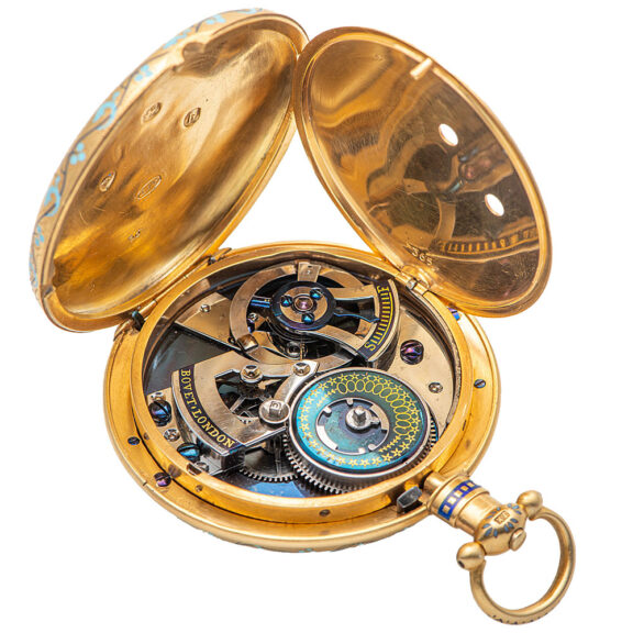 Swiss gilt-silver and painted enamel pocket watch Circa 1870 Swiss gilt-silver and painted enamel pocket watch Circa 1870