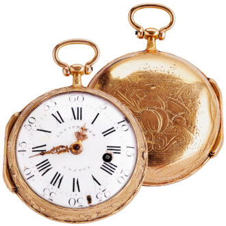 Fine French 20K gold Louis XV verge pocket watch Circa 1780