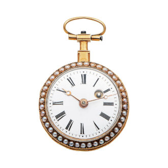 Swiss pearl set gold enamel verge pendant watch Circa 1780