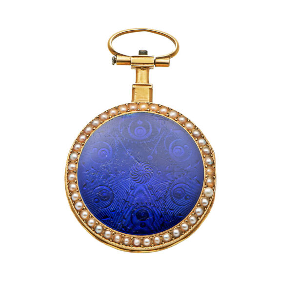 Swiss pearl set gold enamel verge pendant watch Circa 1780 Swiss pearl set gold enamel verge pendant watch Circa 1780