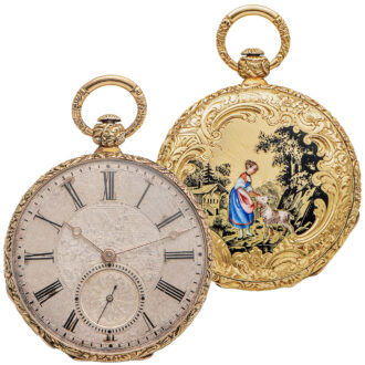 Swiss gold and enamel ladies' pocket watch Circa 1875