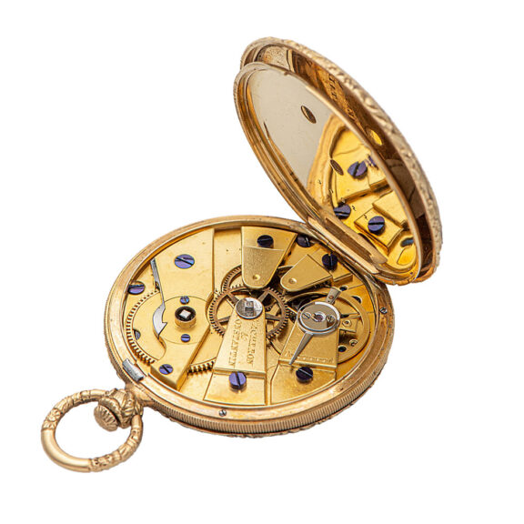 Swiss gold and enamel ladies' pocket watch Circa 1875 Swiss gold and enamel ladies' pocket watch Circa 1875