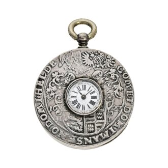 Swiss watch with buttonhole dial and St. George coin case Circa 1900