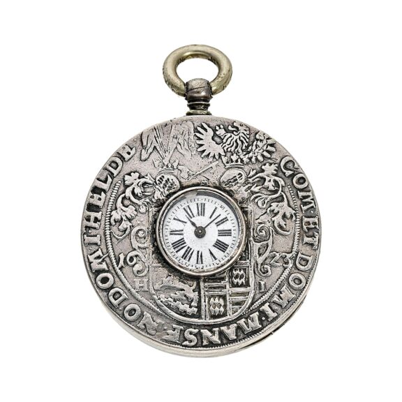 Swiss watch with buttonhole dial and St. George coin case Circa 1900 Swiss watch with buttonhole dial and St. George coin case Circa 1900