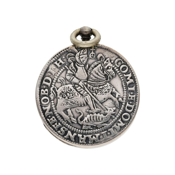 Swiss watch with buttonhole dial and St. George coin case Circa 1900 Swiss watch with buttonhole dial and St. George coin case Circa 1900