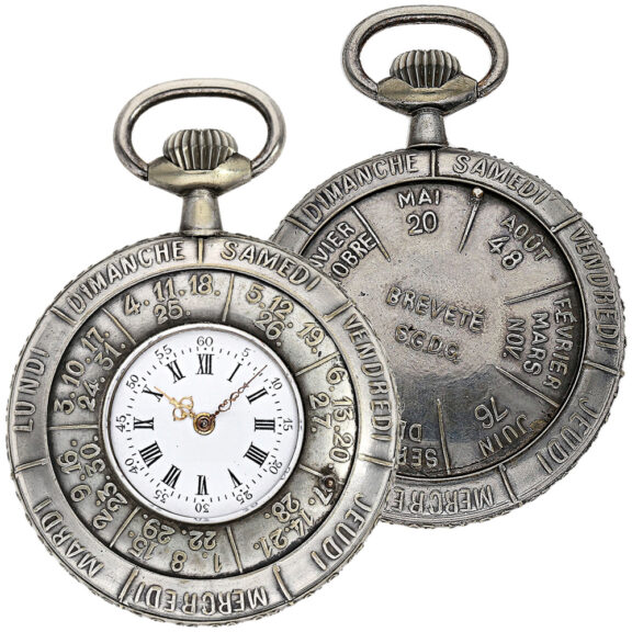 French pocket watch with annual calendar on both sides Circa 1900