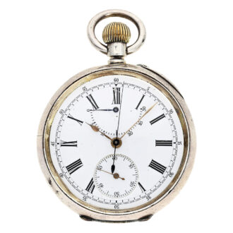Swiss silver chronograph with retrograde counter Circa 1890