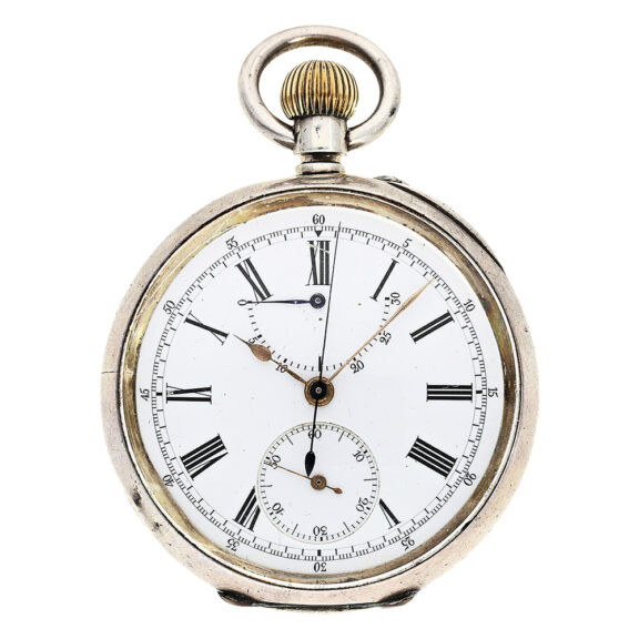 Swiss silver chronograph with retrograde counter Circa 1890