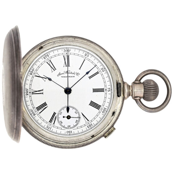 American silver hunting cased watch with chronograph Circa 1856 American silver hunting cased watch with chronograph Circa 1856
