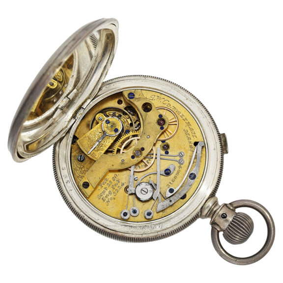 American silver hunting cased watch with chronograph Circa 1856 American silver hunting cased watch with chronograph Circa 1856