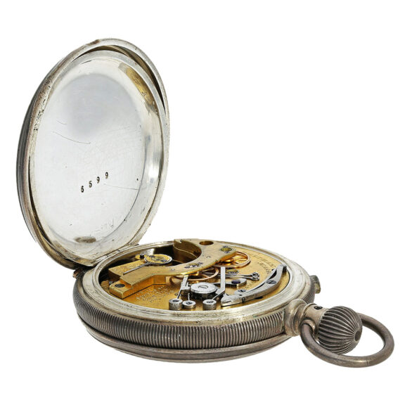 American silver hunting cased watch with chronograph Circa 1856 American silver hunting cased watch with chronograph Circa 1856