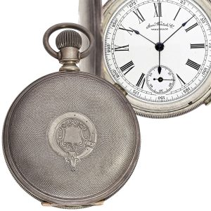 American silver hunting cased watch with chronograph Circa 1856