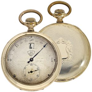 Swiss gold plated digital jumping hour pocket watch Circa 1905