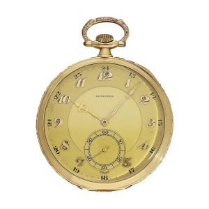 Swiss 14K gold open faced Art Deco dress watch Circa 1928