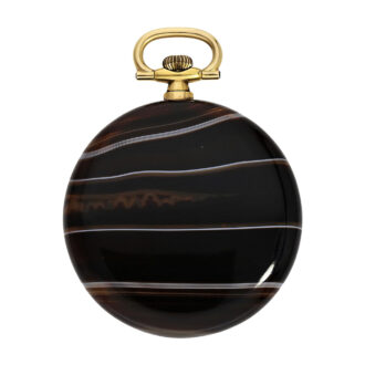 Swiss gold tailcoat watch with agate stone case Circa 1925