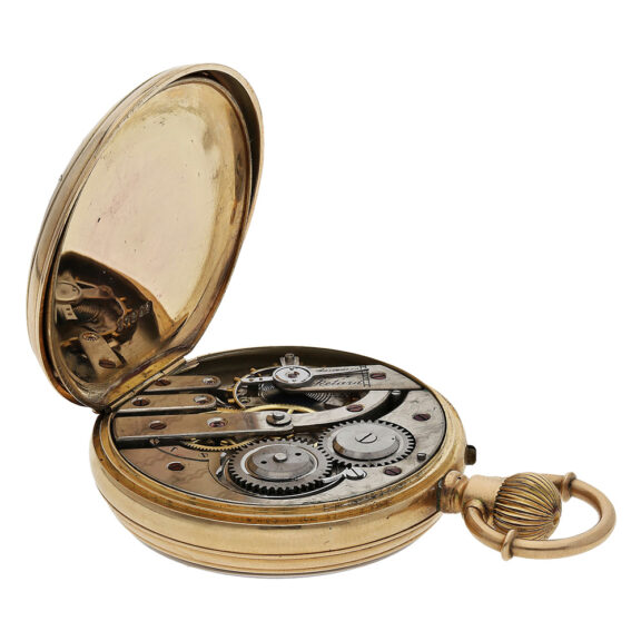 Swiss gold calendar watch with central date pointer Circa 1880 Swiss gold calendar watch with central date pointer Circa 1880