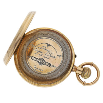 Swiss gold calendar watch with central date pointer Circa 1880