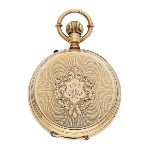 Swiss gold calendar watch with central date pointer Circa 1880 Swiss gold calendar watch with central date pointer Circa 1880