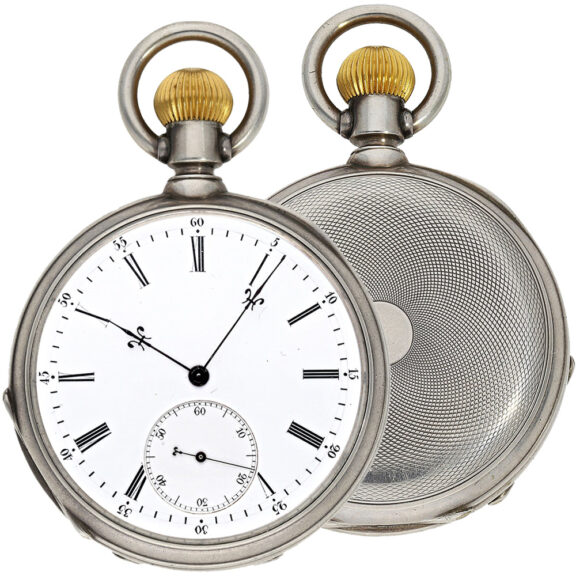 Swiss silver keyless chronometer pocket watch Circa 1890