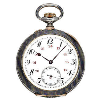 Decorative Swiss gold, silver and Niëllo pocket watch Circa 1923