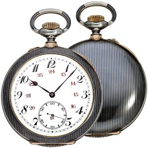 Decorative Swiss gold, silver and Niëllo pocket watch Circa 1923