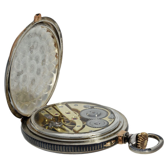 Decorative Swiss gold, silver and Niëllo pocket watch Circa 1923 Decorative Swiss gold, silver and Niëllo pocket watch Circa 1923