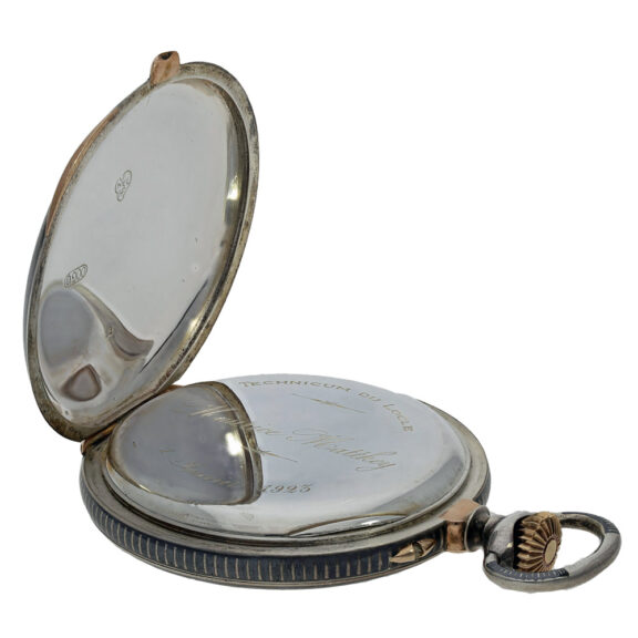 Decorative Swiss gold, silver and Niëllo pocket watch Circa 1923 Decorative Swiss gold, silver and Niëllo pocket watch Circa 1923
